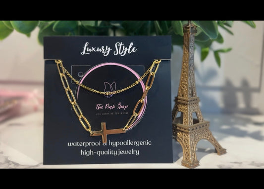 18K Gold Plated Faith Crosses Bracelet | Dainty Gold Bracelet| Minimalist Jewelry | Summer Jewelry Gift for Her