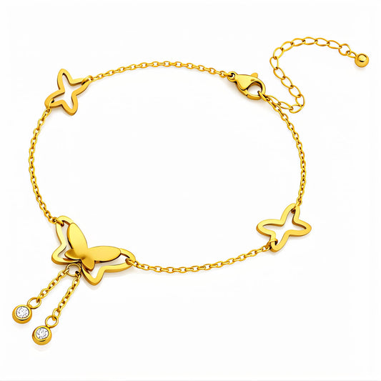 18K Gold Plated Butterfly Anklet | Dainty Gold Anklet | Minimalist Jewelry | Summer Jewelry Gift for Her